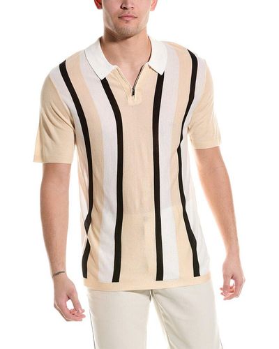 Truth Industry Vertical Stripe 1/4-zip Polo Shirt - Natural
