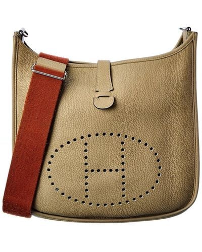 Hermès Neutral Clemence Leather Evelyne Iii Gm (authentic Pre-owned) - Natural