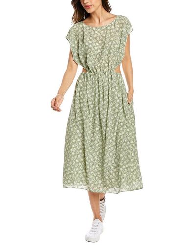 Rebecca Taylor Cutout Silk-blend Midi Dress - Green