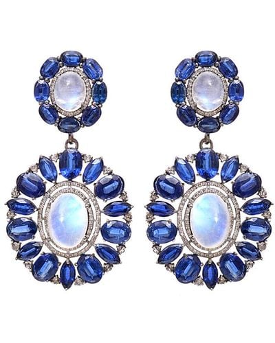 Arthur Marder Fine Jewelry Silver 2.25 Ct. Tw. Diamond & Gemstone Earrings - Blue