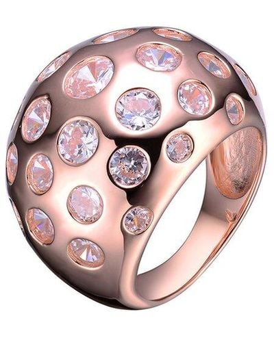 Genevive Jewelry 18k Rose Gold Vermeil Cz Dome Ring - Pink