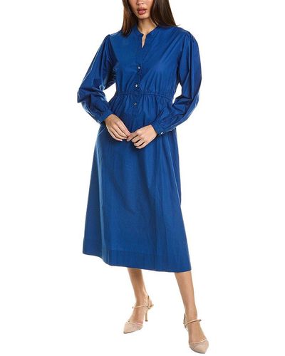 Johnny Was Relaxed Henley Midi Dress - Blue