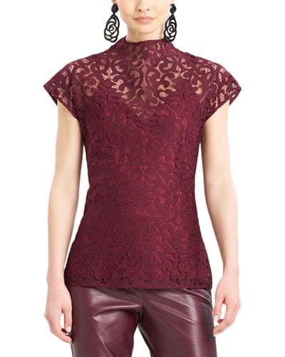 Natori Scroll Lace Top - Purple