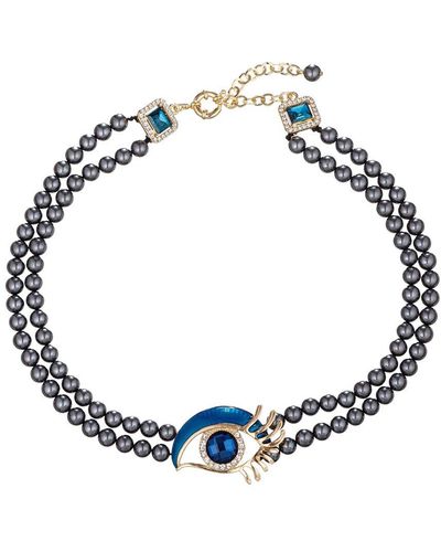 Eye Candy LA The Luxe Collection Anne Eye Bead Necklace - Blue