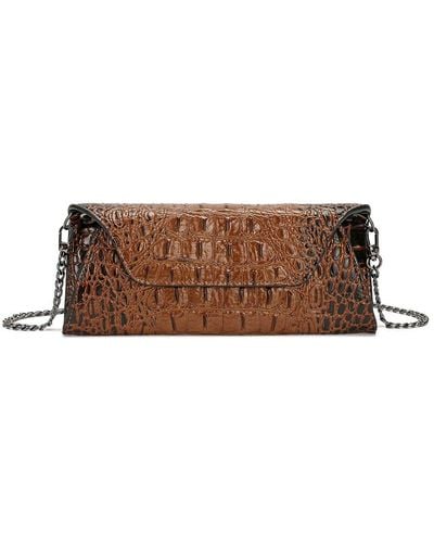 Tiffany & Fred Paris Embossed Leather Clutch - Brown