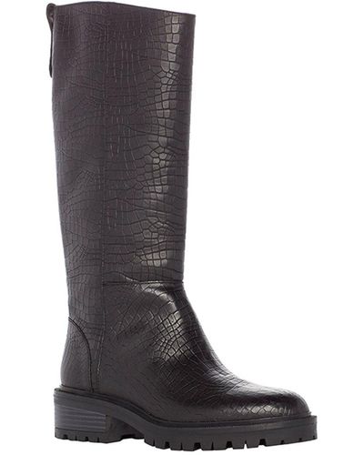 PAIGE Bella Croc-embossed Leather Boot - Black