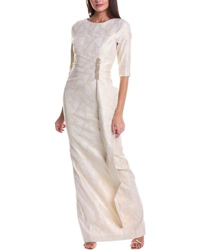 Teri Jon Jacquard Gown - White