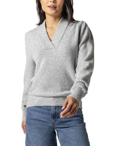 Lilla P Crossed V-neck Sweater - Gray