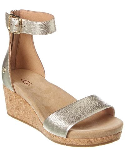 UGG Zoe Leather Wedge Sandals - Metallic