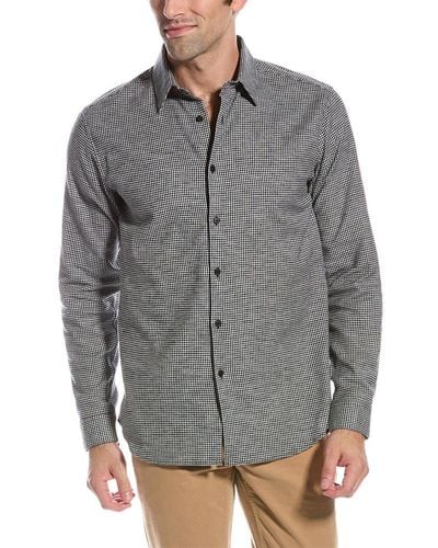 Theory Irving Linen & Wool-blend Flannel Shirt - Grey