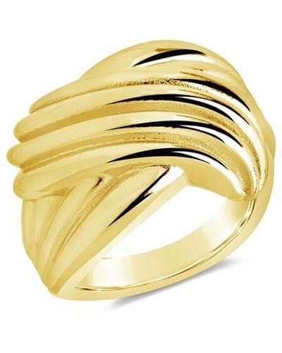 Sterling Forever 14K Plated Plié Textured Statement Ring - Metallic