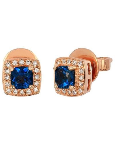 Le Vian 14k Strawberry Gold 0.72 Ct. Tw. Diamond & Blue Topaz Earrings