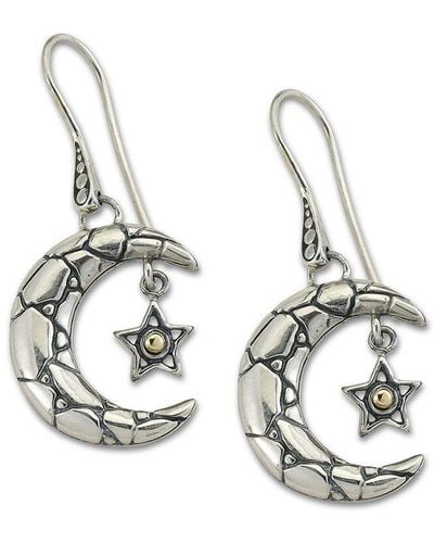 Samuel B. 18k & Silver Moon & Star Hanging Earrings - Metallic