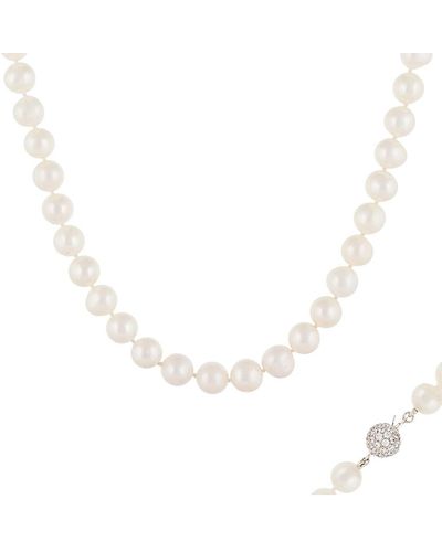 Splendid Rhodium Plated Silver 10-11mm Freshwater Pearl Necklace - White