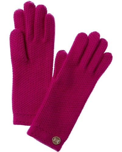 Bruno Magli Honeycomb Stitch Cashmere Gloves - Pink