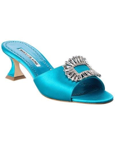 Manolo Blahnik Laalita 50 Satin Sandal - Blue