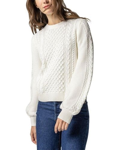 Lilla P Cable Crewneck Sweater - White