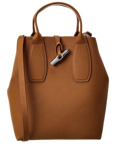 Longchamp Roseau Medium Leather Crossbody - Brown