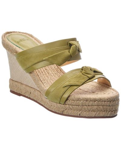 Alexandre Birman Clarita Leather Wedge Sandal - Green