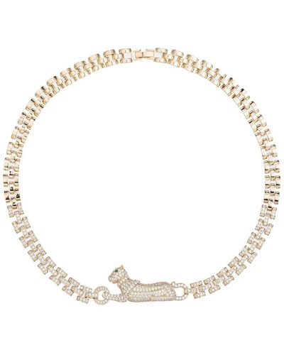 Eye Candy LA The Luxe Collection Titanium Cz Leopard Collar Necklace - Metallic