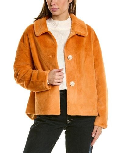 Adrienne Landau Fuzzy Jacket - Orange