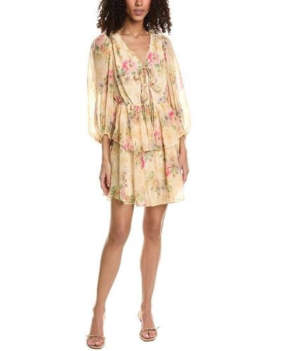 Ted Baker Printed Tie-front Mini Dress - Natural