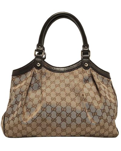 Gucci Gg Canvas & Leather Medium Sukey Tote (Authentic Pre-Owned) - Brown