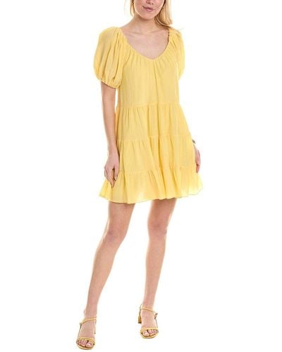 Rebecca Taylor Textured Silk-blend A-line Dress - Yellow