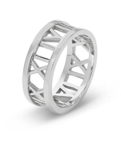 Sterling Forever Silver Roman Numeral Rings - White
