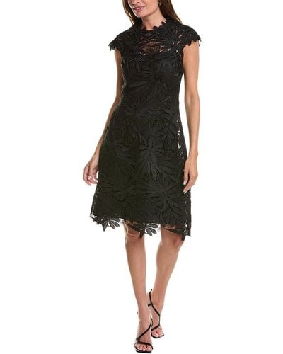 Teri Jon 3D Lace Sheath Dress - Black