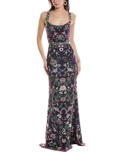 Marchesa Embroidered Gown - Purple