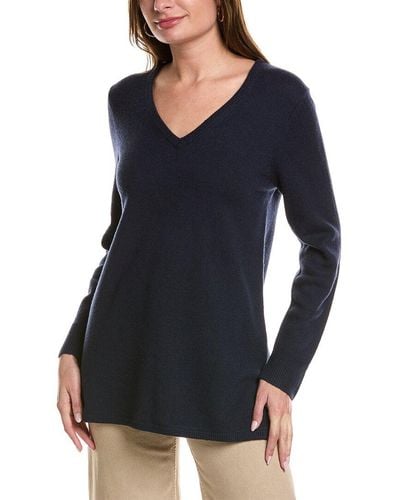 Sail To Sable V-neck Wool Tunic Sweater - Blue