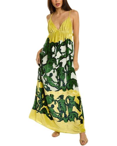 Ferragamo Sleeveless Silk-blend Maxi Dress - Yellow