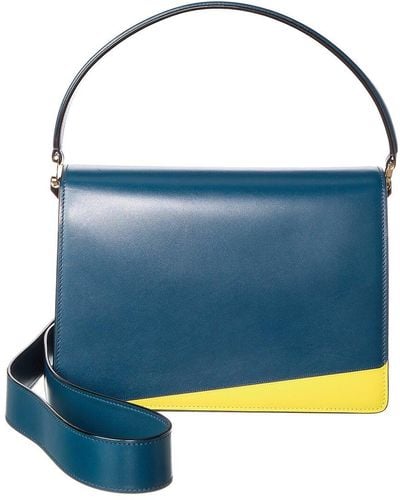 Valextra Swing Leather Shoulder Bag - Blue