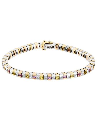Diana M. Jewels Fine Jewelry 18k Tri-tone 9.27 Ct. Tw. Diamond & Sapphire Tennis Bracelet - Metallic