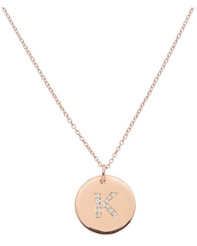Ariana Rabbani 14k Diamond Initial Disc Necklace (a-z) - Metallic
