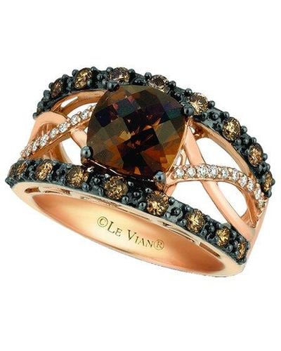 Le Vian Le Vian Chocolatier 14k Rose Gold 2.72 Ct. Tw. Diamond & Smoky Quartz Ring - Metallic