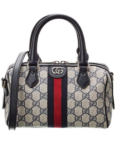 Gucci Ophidia GG Mini Top Handle GG Supreme Canvas & Leather Bag - Black