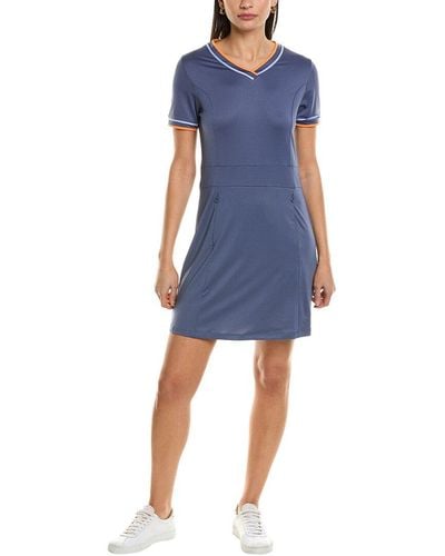 Callaway Apparel V-neck Colorblocked Mini Dress - Blue