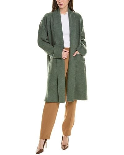 Eileen Fisher High Collar Wool Coat - Green