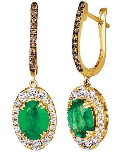 Le Vian Euphoria Chocolate 14K 2.17 Ct. Tw. Diamond & Emerald Earrings - Green