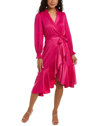 Taylor Surplice Ruffle Midi Dress - Pink