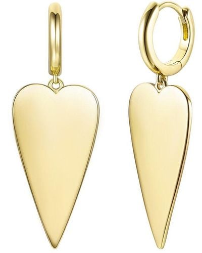 Rachel Glauber 14k Plated Heart Dangle Earrings - Metallic
