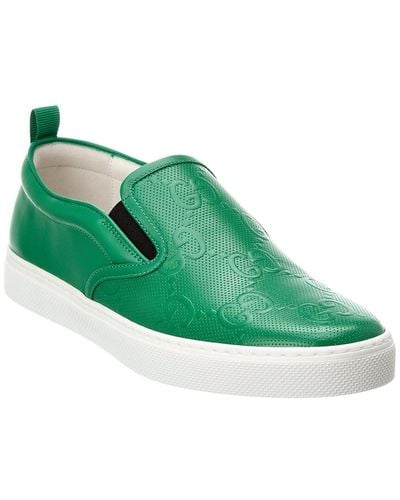 Gucci GG Embossed Leather Slip-on Trainer - Green
