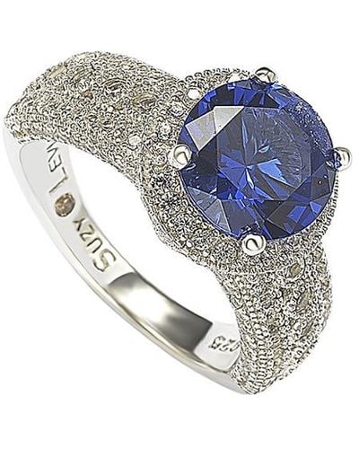 Suzy Levian 18k & Silver 5.27 Ct. Tw. Sapphire Ring - Blue