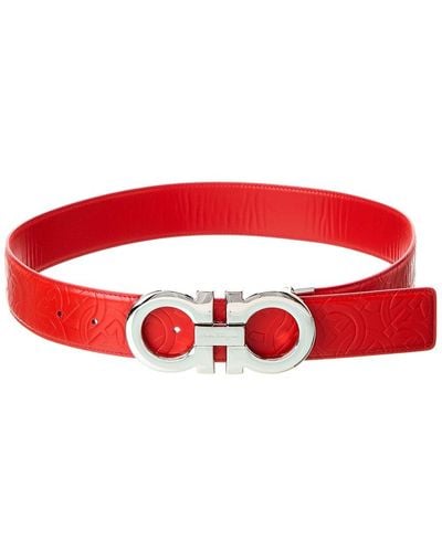 Ferragamo Gancini Reversible & Adjustable Leather Belt - Red