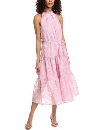 Ted Baker Embroidered Midi Dress - Pink