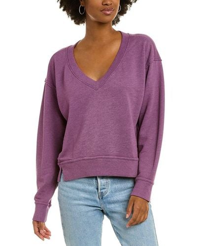 Michael Stars Camila V-neck Cropped Sweatshirt - Purple