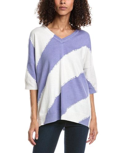 InCashmere Stripe Cashmere-Blend Pullover - Purple