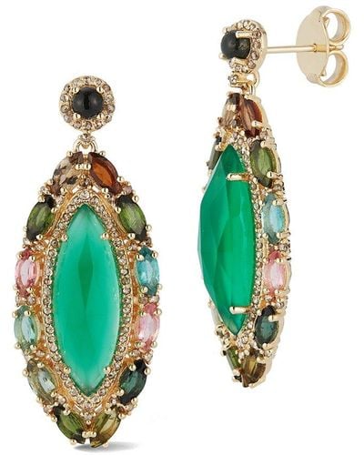 Banji Jewelry Silver 0.95 Ct. Tw. Diamond & Gemstone Drop Earrings - Multicolor